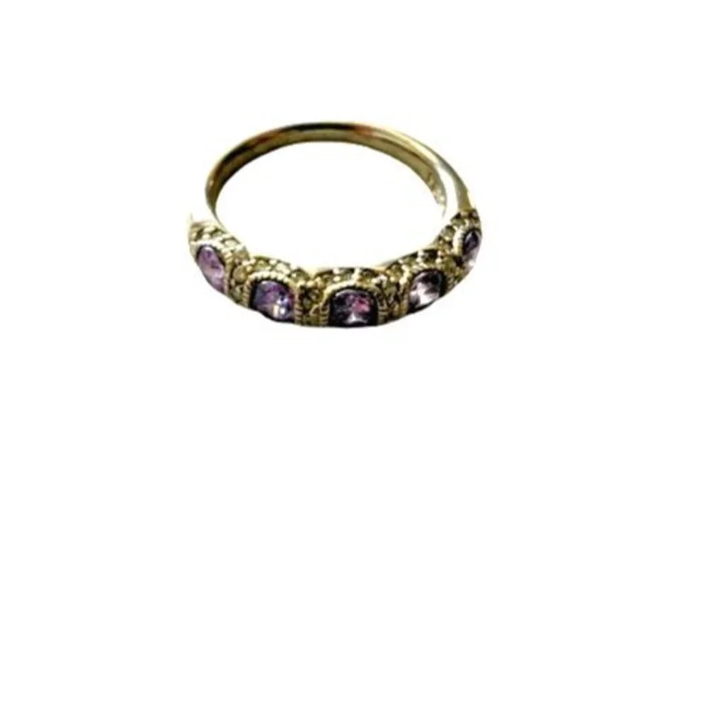 JOSEPH ESPOSITO 925 Sterling Silver Purple & White C Z Eternity Ring Size 9.50